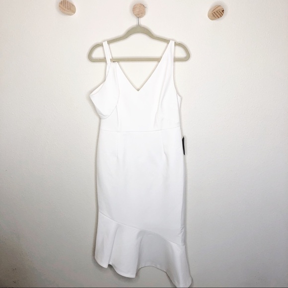 Chelsea28 White asymmetrical ruffle sleeve dress
